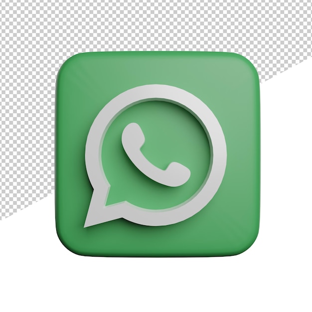 Fondo transparente de la ilustración de la representación 3d de la vista frontal del logotipo de whatsapp de las redes sociales