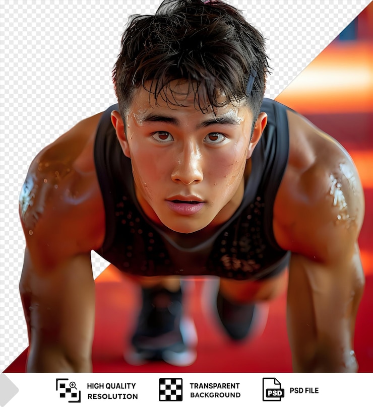 PSD fondo transparente joven guapo que tiene un entrenamiento y busca activo png