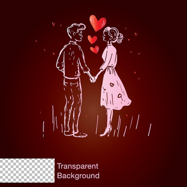 PSD fondo transparente logotipo de tipografía feliz día de san valentín novio y novia románticos