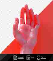 PSD fondo transparente con mano humana aislada que muestra cuatro dedos, incluido un dedo largo un dedo y un dedo blanco png psd