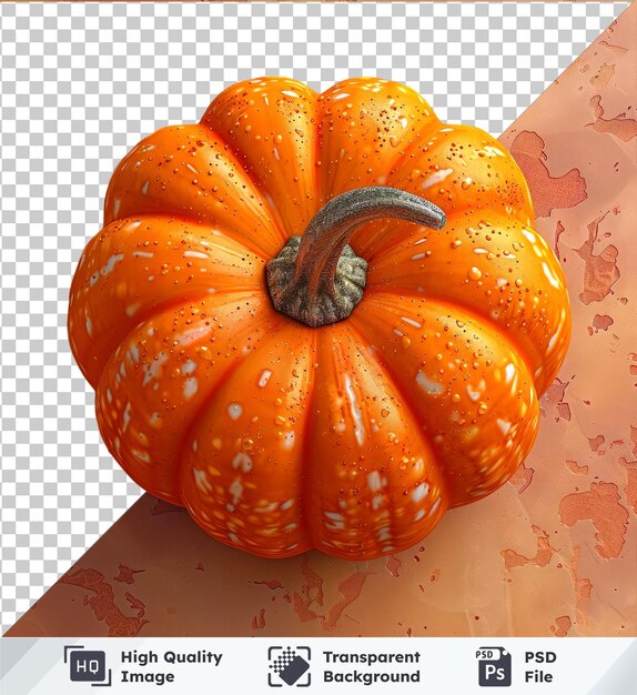 PSD fondo transparente con maqueta de calabaza aislada vista superior de una calabaza