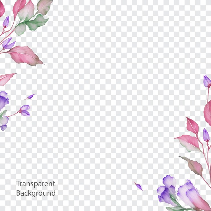 PSD fondo transparente del marco de la flor de la acuarela