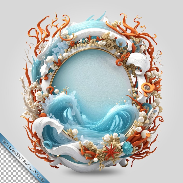 PSD fondo transparente del marco del mar
