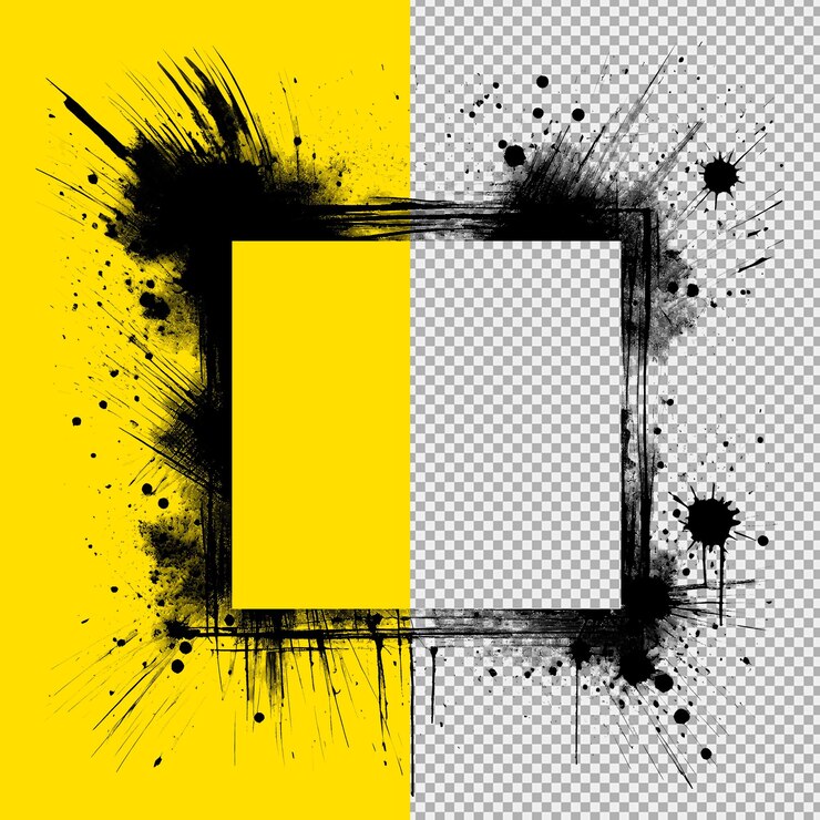 PSD fondo transparente del marco de salpicaduras de tinta abstracta psd