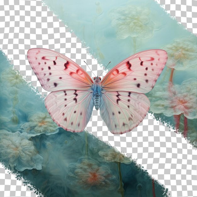 El fondo transparente de la mariposa de betón de agua