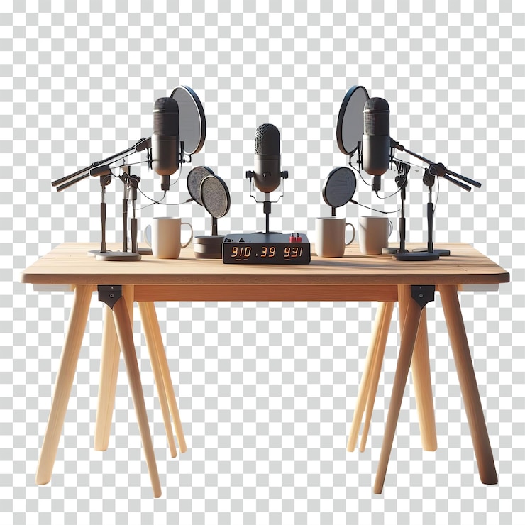PSD el fondo transparente de la mesa de podcast.