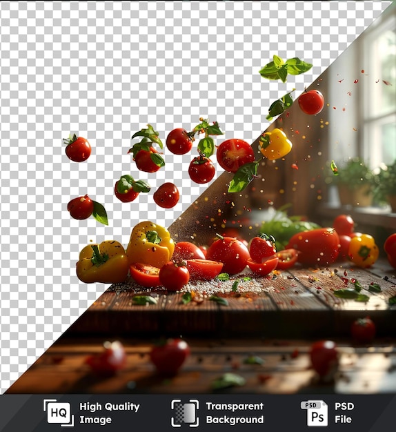 PSD fondo transparente modelo psd de verduras frescas que caen en una parrilla para ser cocinadas