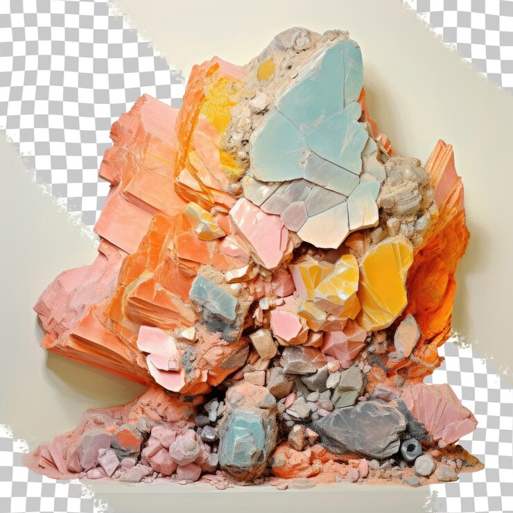 PSD fondo transparente de la muestra de exhibición mineral