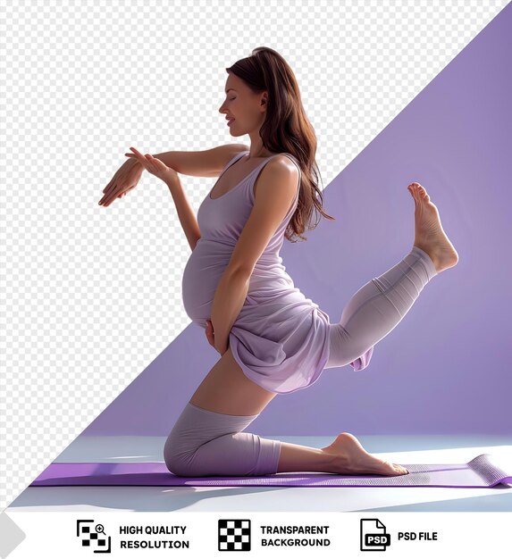 PSD fondo transparente con mujer aislada descalza haciendo un estiramiento de piernas en una postura de yoga png