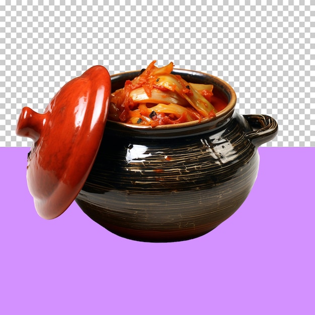 El fondo transparente del objeto aislado de la olla de kimchi