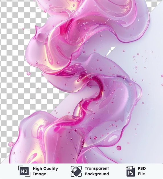 PSD fondo transparente con ondas de neón líquido aislado símbolo vectorial rosado vibrante púrpura blanco y rosa salpicando en el aire