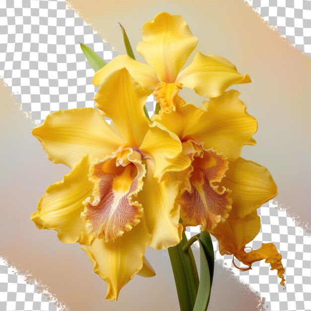 Fondo transparente con una orquídea cattleya amarilla