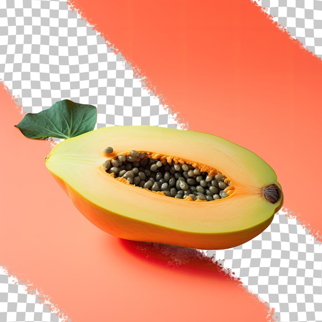 Un fondo transparente con una papaya solitaria.