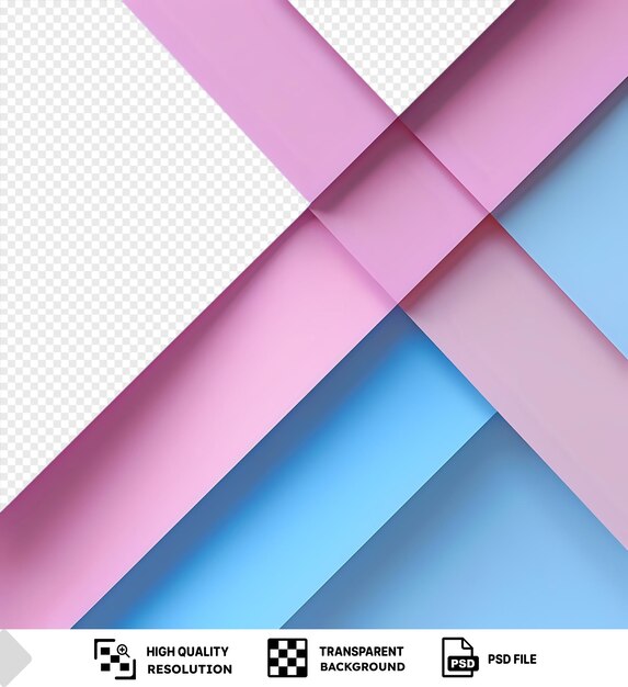 Fondo transparente con papel aislado en un esquema de colores azul y rosa png psd