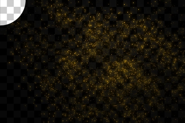 Fondo transparente de partículas de polvo de brillo dorado