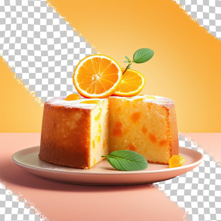 PSD fondo transparente con un pastel de naranja aislado