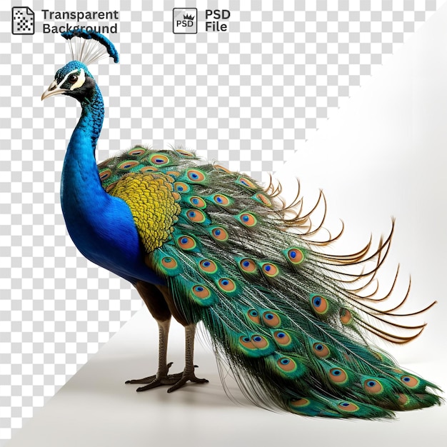PSD fondo transparente de un pavo real con plumas