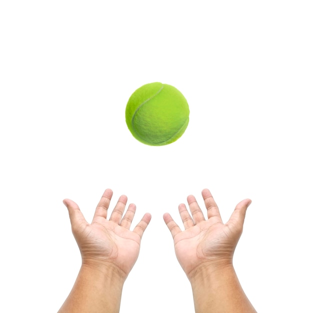 PSD fondo transparente con una pelota de tenis en la mano