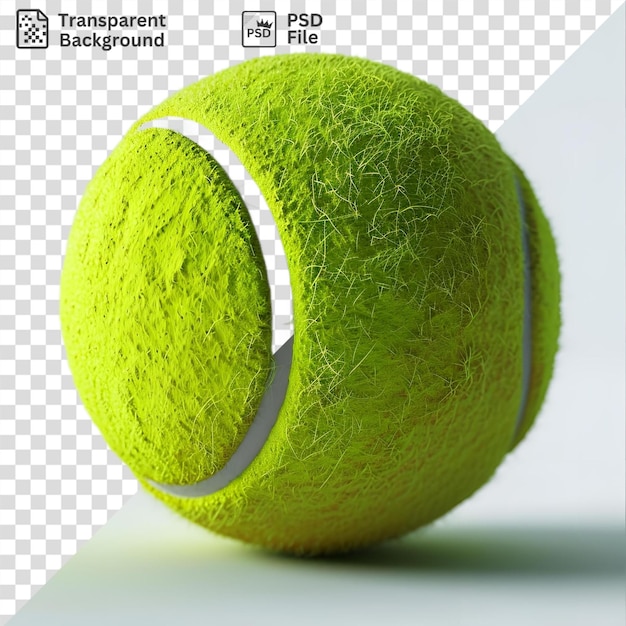 PSD fondo transparente de una pelota de tenis verde con una sombra oscura