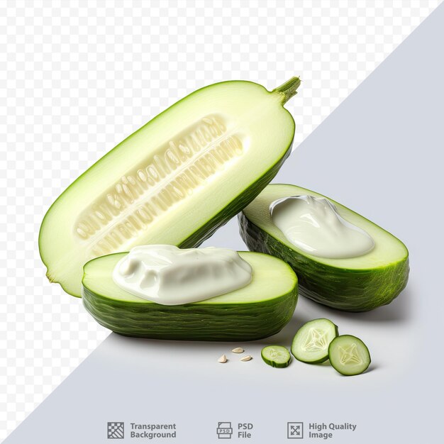 Fondo transparente con pepino y crema