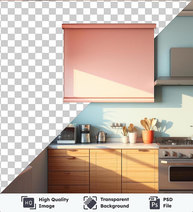 PSD fondo transparente con persianas de cocina aisladas