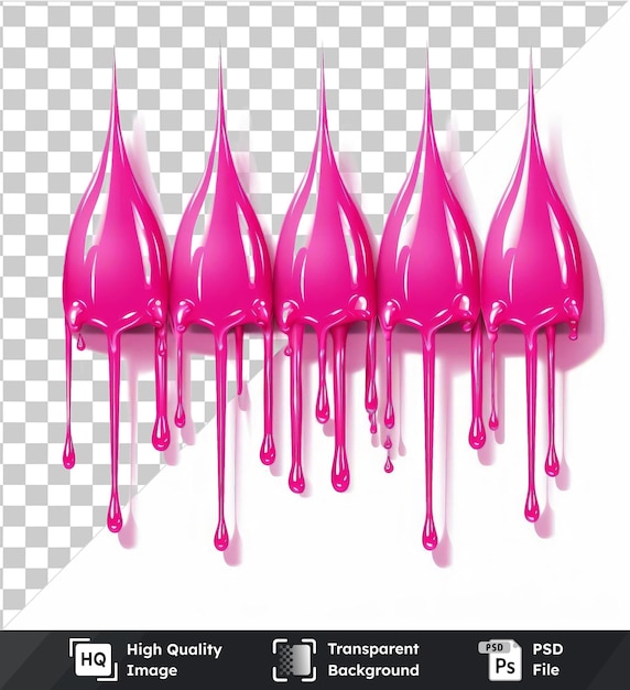 fondo transparente con pintura vectorial aislada gotea símbolo de color rosa neón en un fondo aislado
