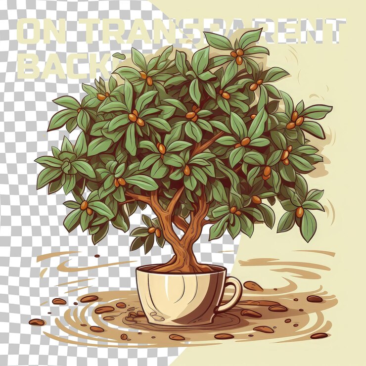 PSD fondo transparente de la planta de café
