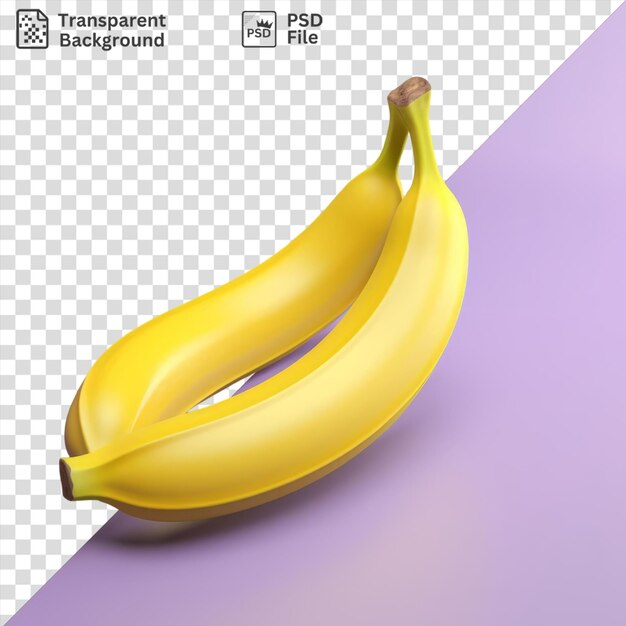 fondo transparente con plátanos amarillos aislados en una superficie púrpura