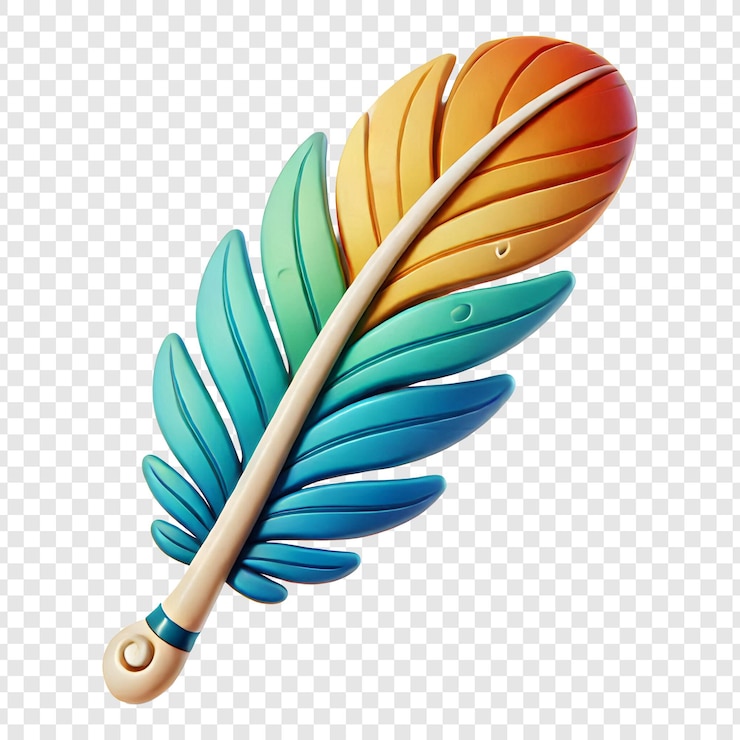 PSD fondo transparente de plumas 3d de dibujos animados