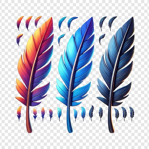 Fondo transparente de plumas 3D de dibujos animados