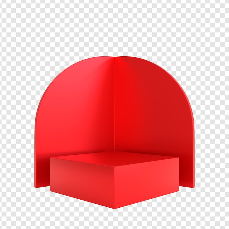 PSD fondo transparente png de podio rojo aislado 3d