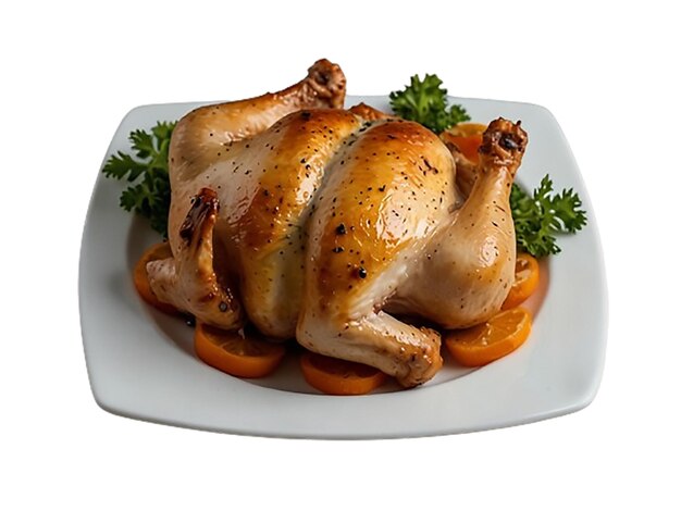 fondo transparente un pollo con un montón de verduras en él