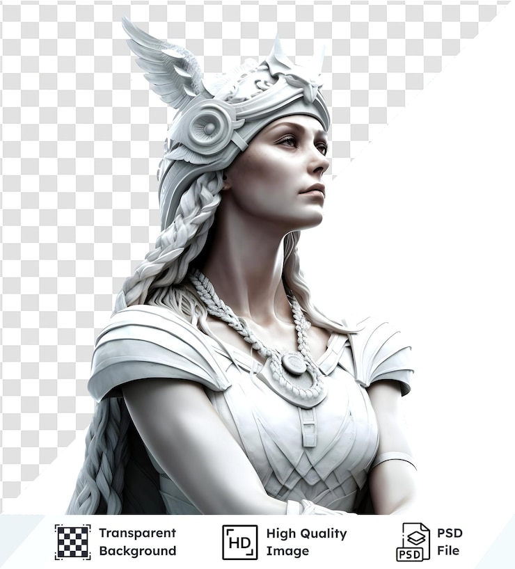PSD fondo transparente premium imagen psd transparente de una estatua de mujer con vestido blanco y cuello plateado