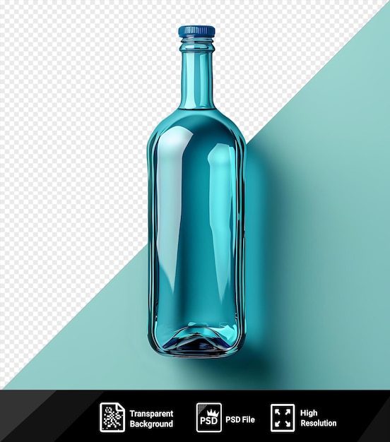 PSD fondo transparente primer plano de una botella azul con una tapa azul png