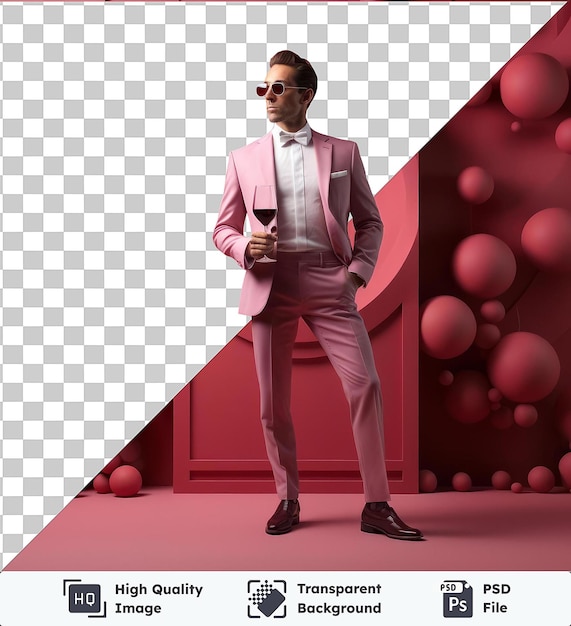 Fondo transparente psd 3d sommelier degustación de vino