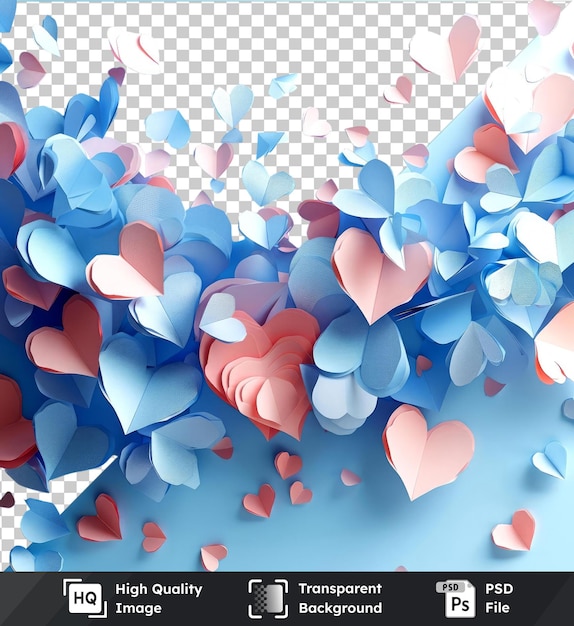 PSD fondo transparente psd corazones de papel voladores modelo de valentine39s día concepto