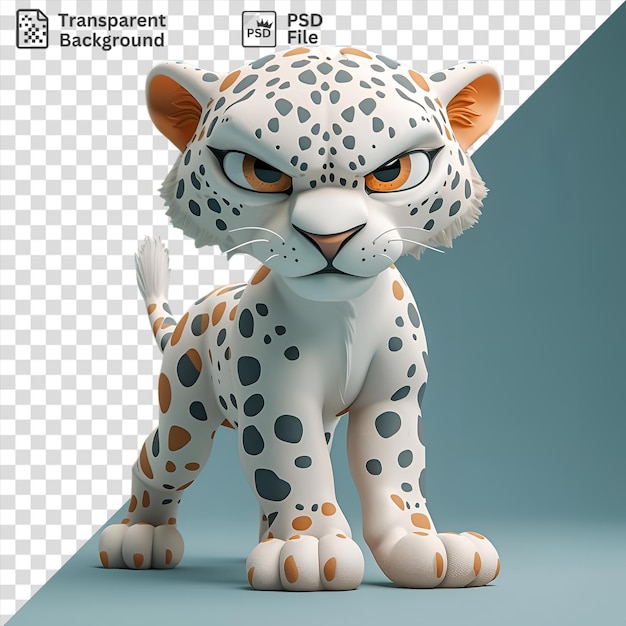 Fondo transparente psd dibujos animados en 3d leopón merodeando en un fondo aislado