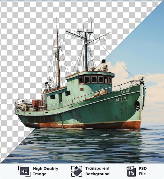 PSD fondo transparente psd fotográfico realista el barco de pesca del pescador