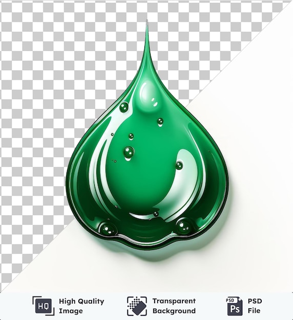 PSD fondo transparente psd gota de tinta en el agua símbolo vectorial verde esmeralda en un fondo aislado