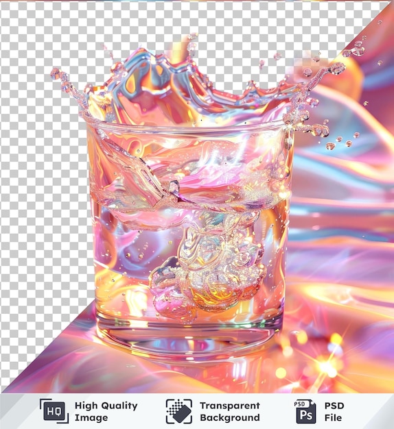 PSD fondo transparente psd maquillaje líquido colorido en un vaso