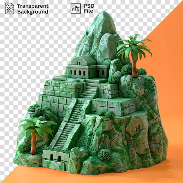 PSD fondo transparente psd modelo 3d de machu picchu en las montañas