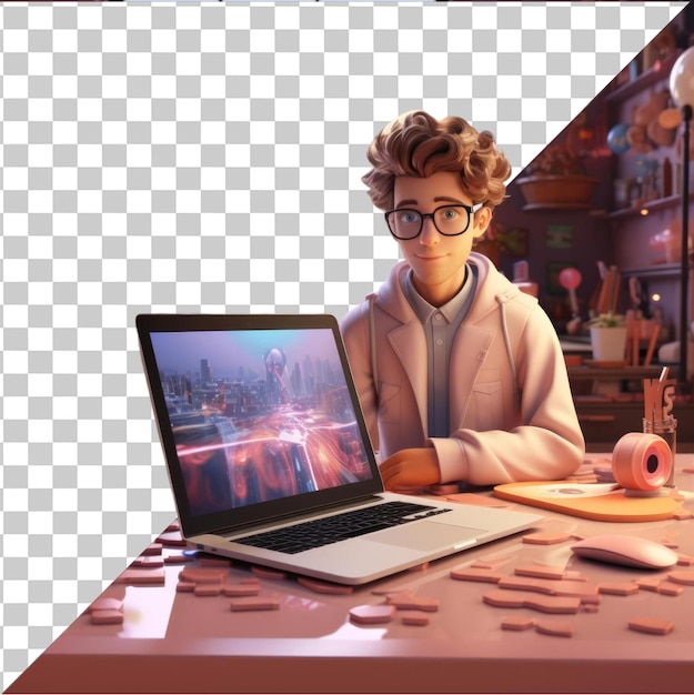 Fondo transparente PSD programador 3D software de codificación de dibujos animados