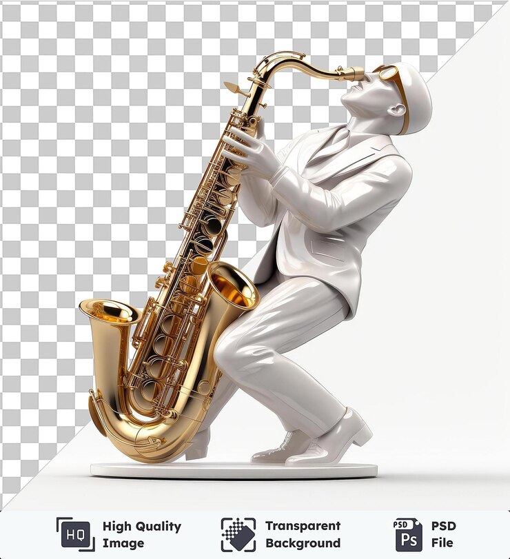 PSD fondo transparente psd saxofonista 3d tocando el jazz