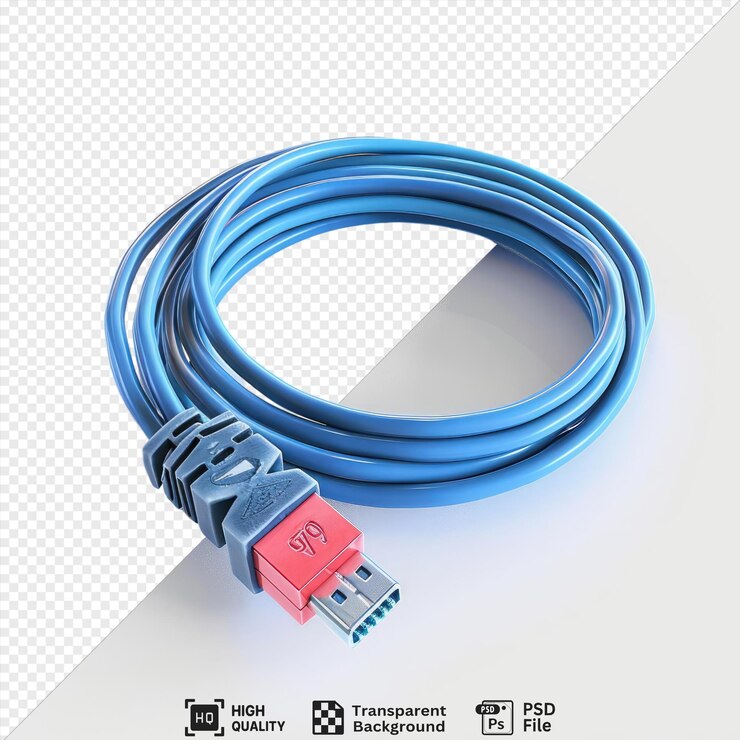 PSD fondo transparente psd vista superior de la conexión a internet lan y el cable de datos utilizando el conector rj45 en fondo transparente png psd