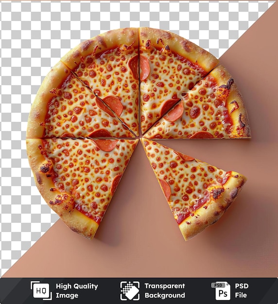 PSD fondo transparente rebanadas de pizza de queso psd en una mesa rosada