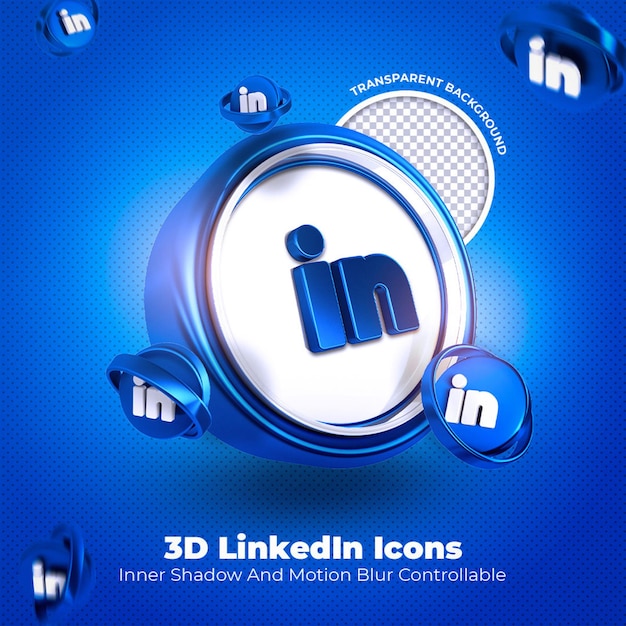 Fondo transparente de redes sociales Linkedin 3D Icon