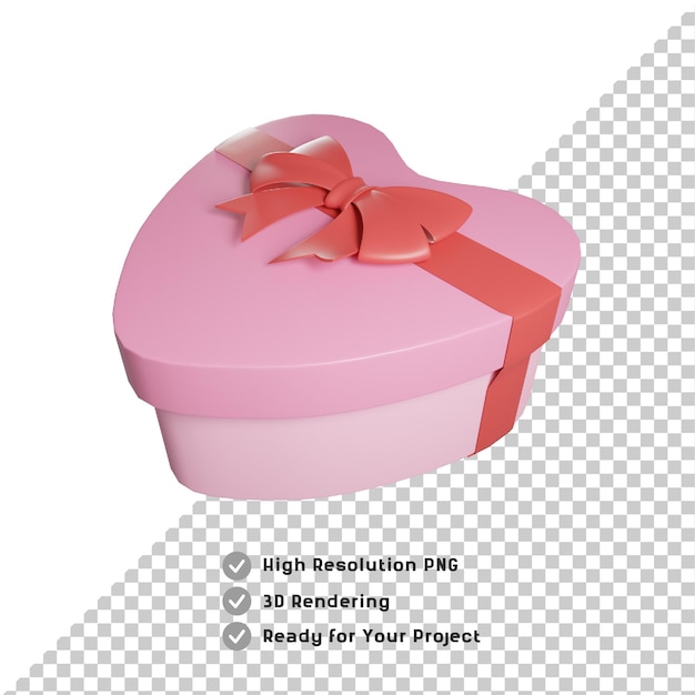 PSD fondo transparente de regalo de amor 3d