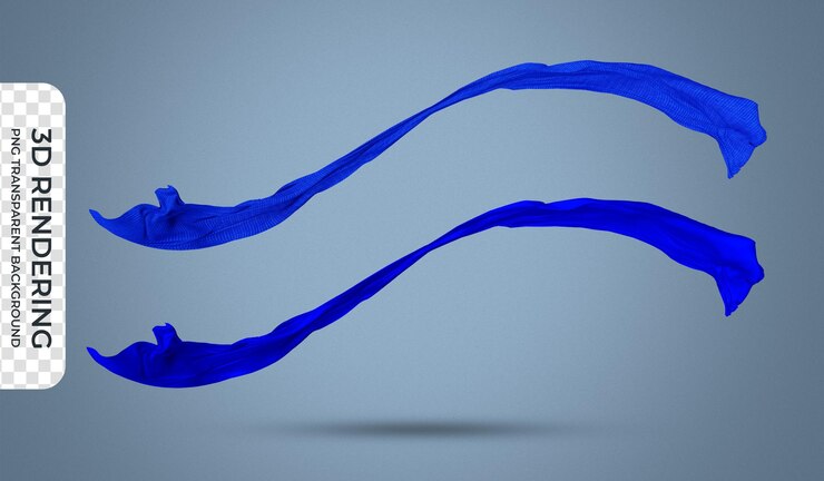 PSD fondo transparente de renderizado 3d de flying blue fabric