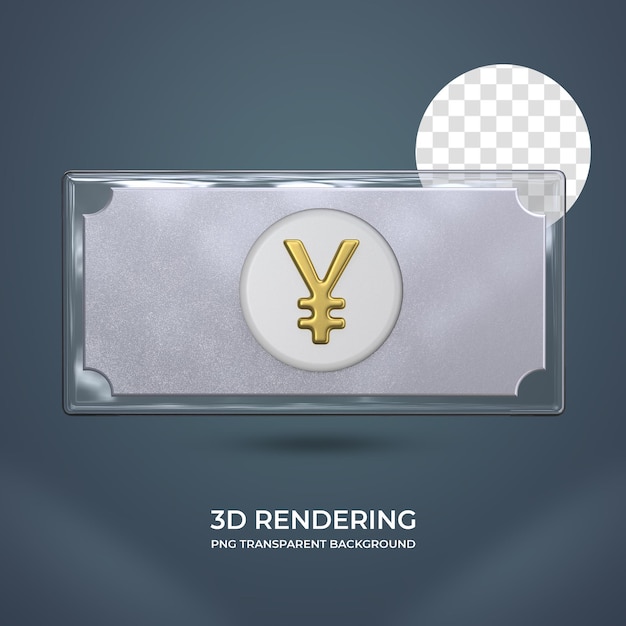 PSD fondo transparente de renderizado 3d de moneda yen realista