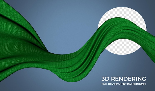 PSD fondo transparente de renderizado 3d de tela ondulada abstracta verde